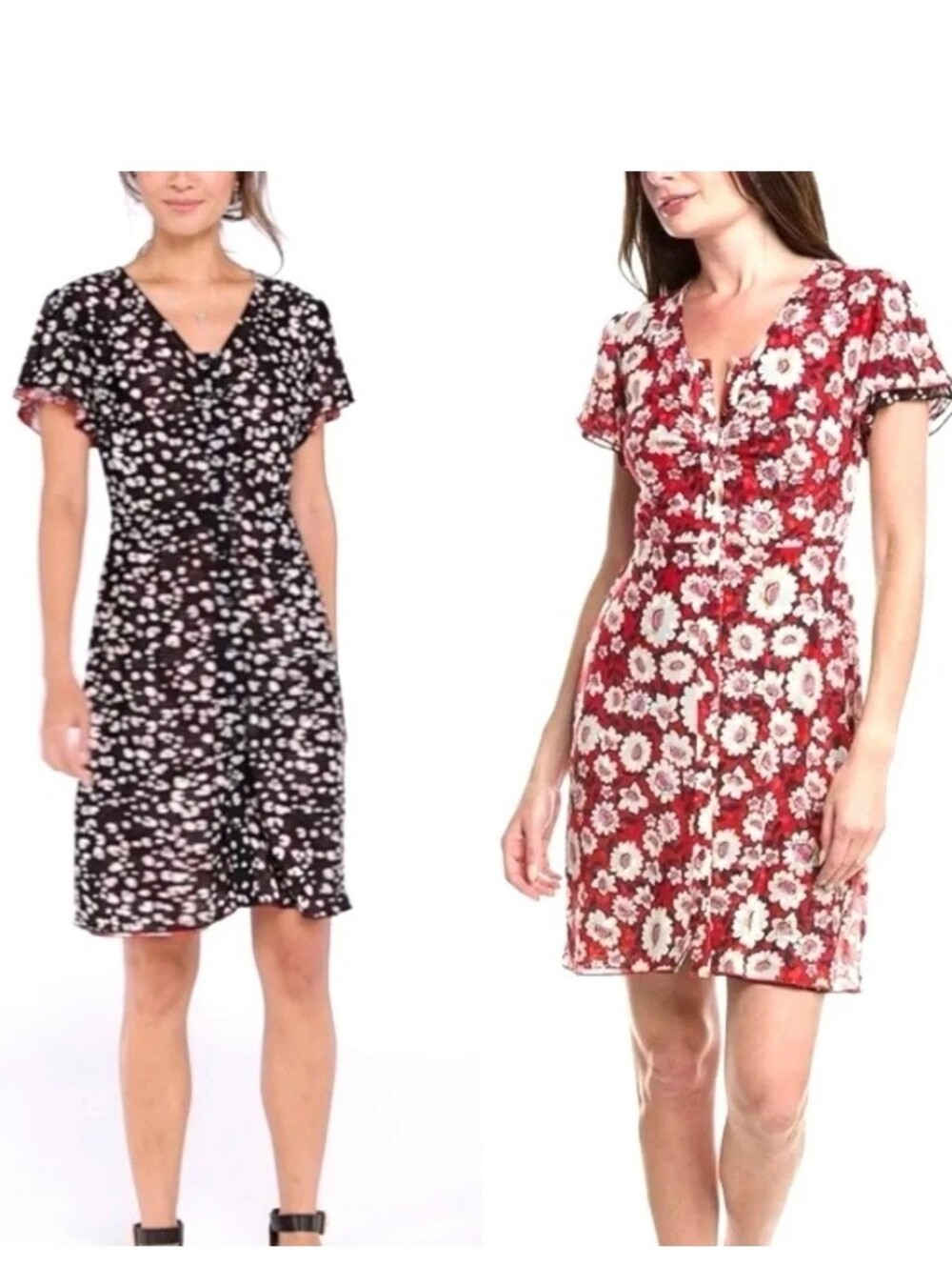 CAbi REVERSIBLE Black Maxi Dress with White and Soft Pink Leopard Spots